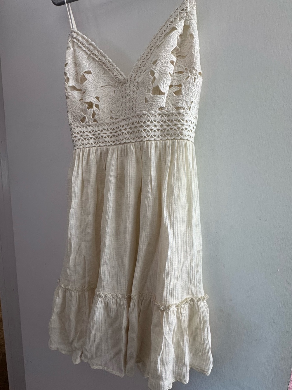 Shyanne Cream Textured Ruffled Sundress